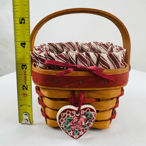 Longaberger 1995 Sweetheart Sweet Sentiments Small Basket Liner and Heart Charm - Picture 13 of 15